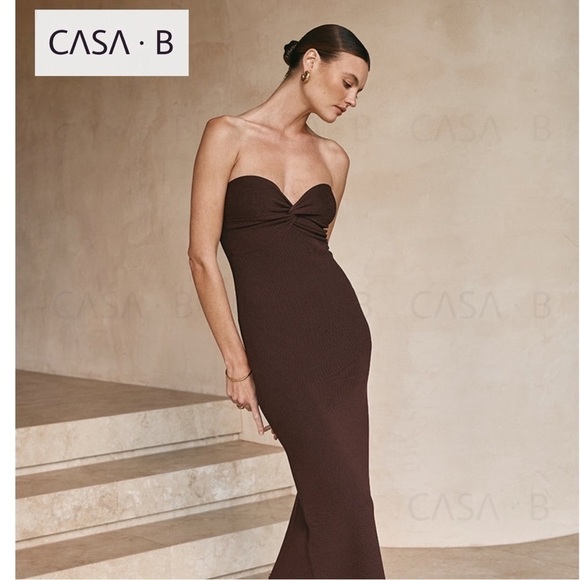 NEW to CASA B✨| The Renee Twist-Front Chocolate Brown long Knit Midi Dress - Picture 3 of 4